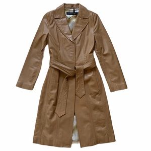 Camel Tan Leather Trench 70's/80's Style